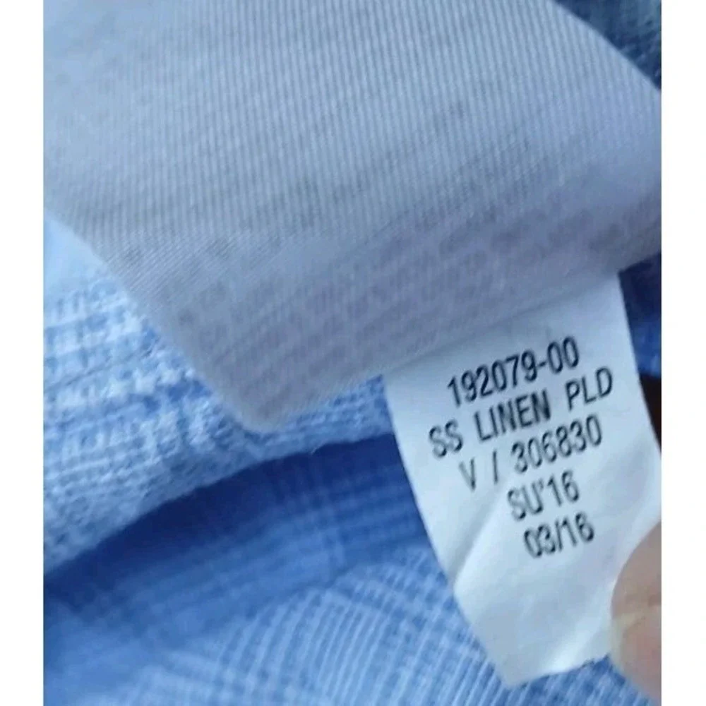 Banana Republic Shirt Mens Large Linen Button Down Preppy Blue Casual Slim Fit